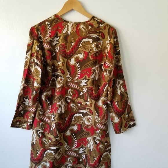 RAJ 100%Silk Paisley Neck Tie Longsleeve Tunic Mini Dress M - Picture 7 of 9